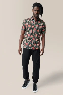 Best Sale Good Man Brand Big On-Point Shirt: Non-Stretch | Organic Cotton Black Decadent Blooms