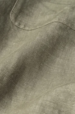 Cheap Good Man Brand Button-Front Collar Jacket | Linen Blend Army