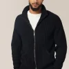 Cheap Good Man Brand Chunky Knit Zip Up Sweater | Organic Cotton Black