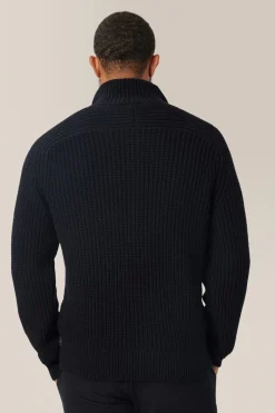 Cheap Good Man Brand Chunky Knit Zip Up Sweater | Organic Cotton Black