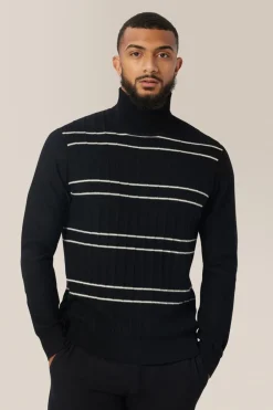 Outlet Good Man Brand Drop Needle Turtleneck | Merino Wool Black
