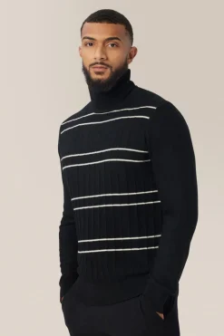 Outlet Good Man Brand Drop Needle Turtleneck | Merino Wool Black