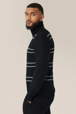 Outlet Good Man Brand Drop Needle Turtleneck | Merino Wool Black