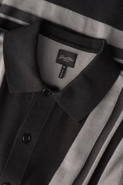 Outlet Good Man Brand Essex Striped Knit Polo | Cotton Heather Grey