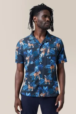 Clearance Good Man Brand Short Sleeve Camp Shirt | Norfolk Print Moonlit Tiger