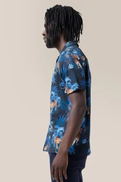 Clearance Good Man Brand Short Sleeve Camp Shirt | Norfolk Print Moonlit Tiger