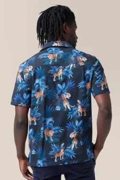 Clearance Good Man Brand Short Sleeve Camp Shirt | Norfolk Print Moonlit Tiger