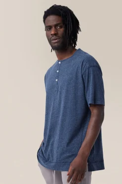 Store Good Man Brand Short Sleeve Henley | Cotton Jersey Indigo Heather