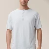 Cheap Good Man Brand Short Sleeve Henley | Soft Slub Jersey White