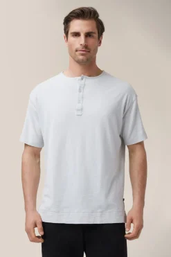 Cheap Good Man Brand Short Sleeve Henley | Soft Slub Jersey White