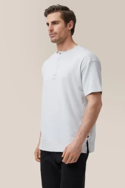 Cheap Good Man Brand Short Sleeve Henley | Soft Slub Jersey White