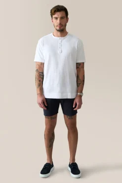 Cheap Good Man Brand Short Sleeve Henley | Soft Slub Jersey White