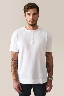 Cheap Good Man Brand Short Sleeve Henley | Soft Slub Jersey White