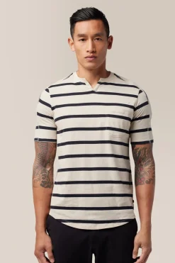 Cheap Good Man Brand V-Notch T-Shirt | Striped Premium Jersey Cotton