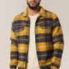 Hot Good Man Brand Zip Up Jacket | Plaid Wool Blend Yellow Plaid