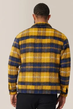 Hot Good Man Brand Zip Up Jacket | Plaid Wool Blend Yellow Plaid
