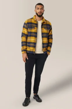 Hot Good Man Brand Zip Up Jacket | Plaid Wool Blend Yellow Plaid